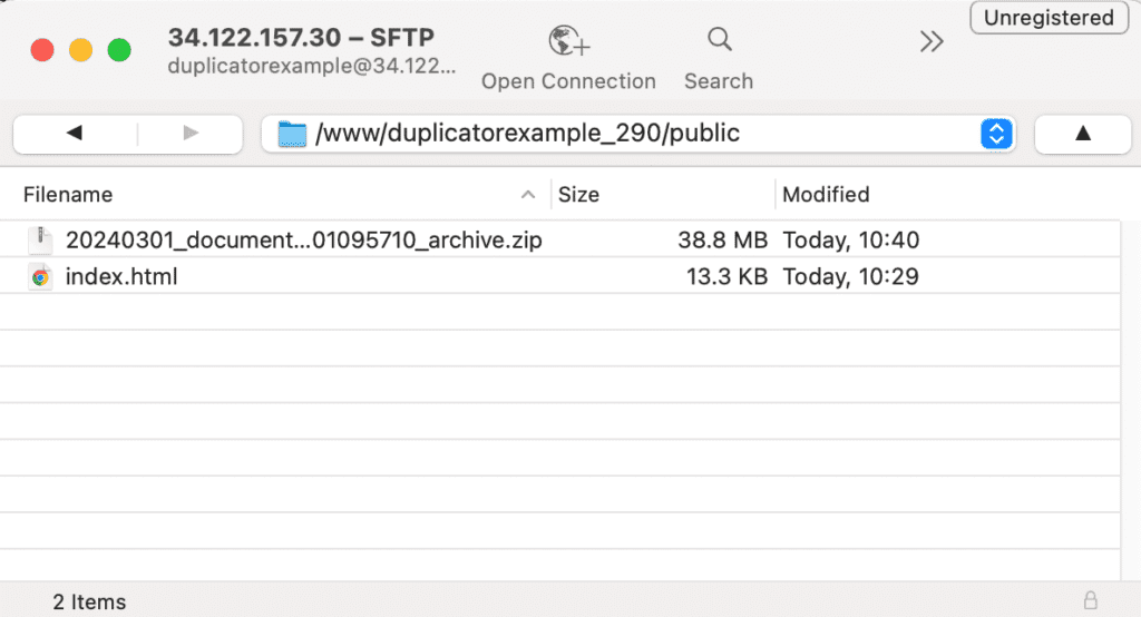 アーカイブとインストーラファイルをサーバーにアップロード（SFTP経由）