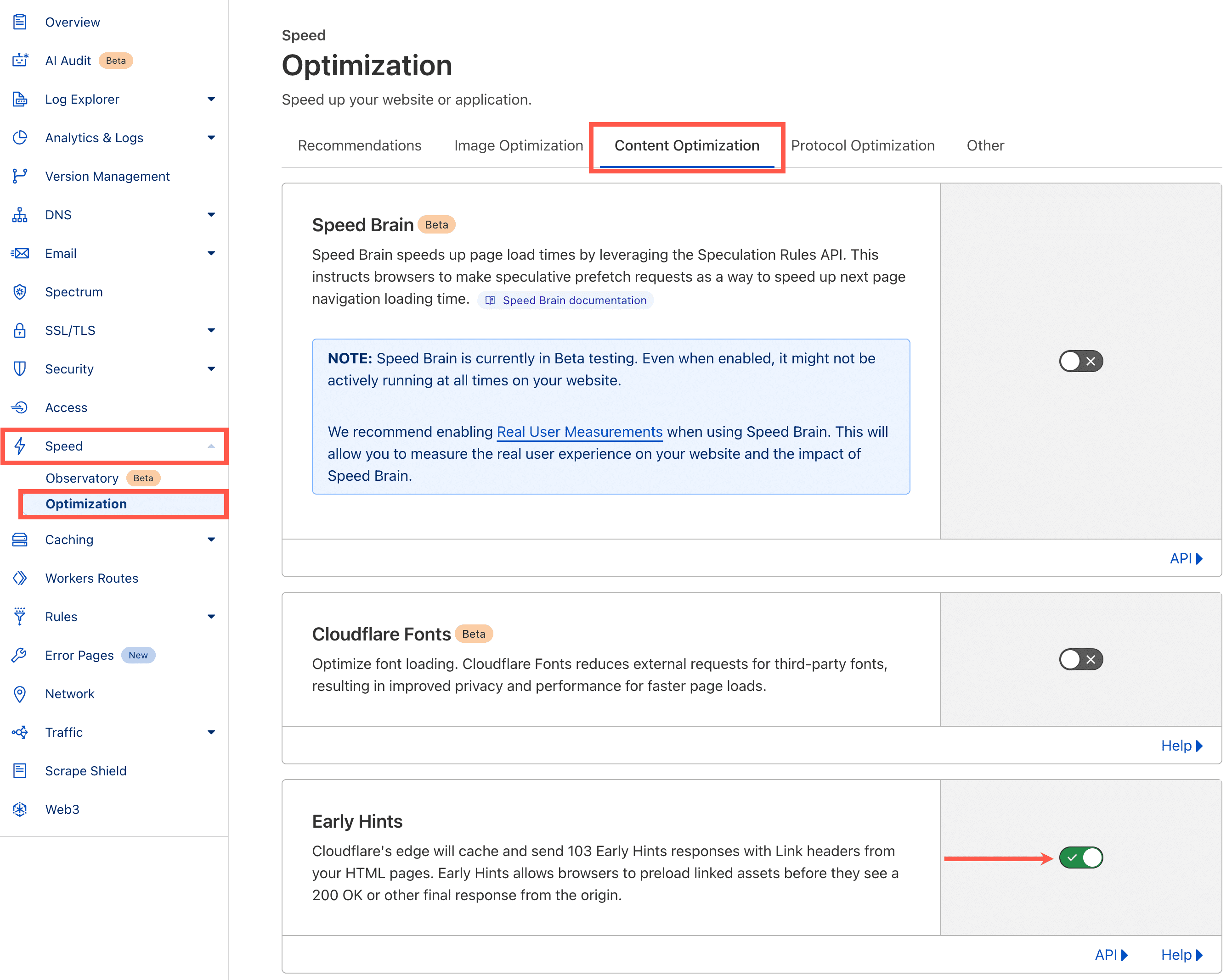 Activar Early Hints en Cloudflare