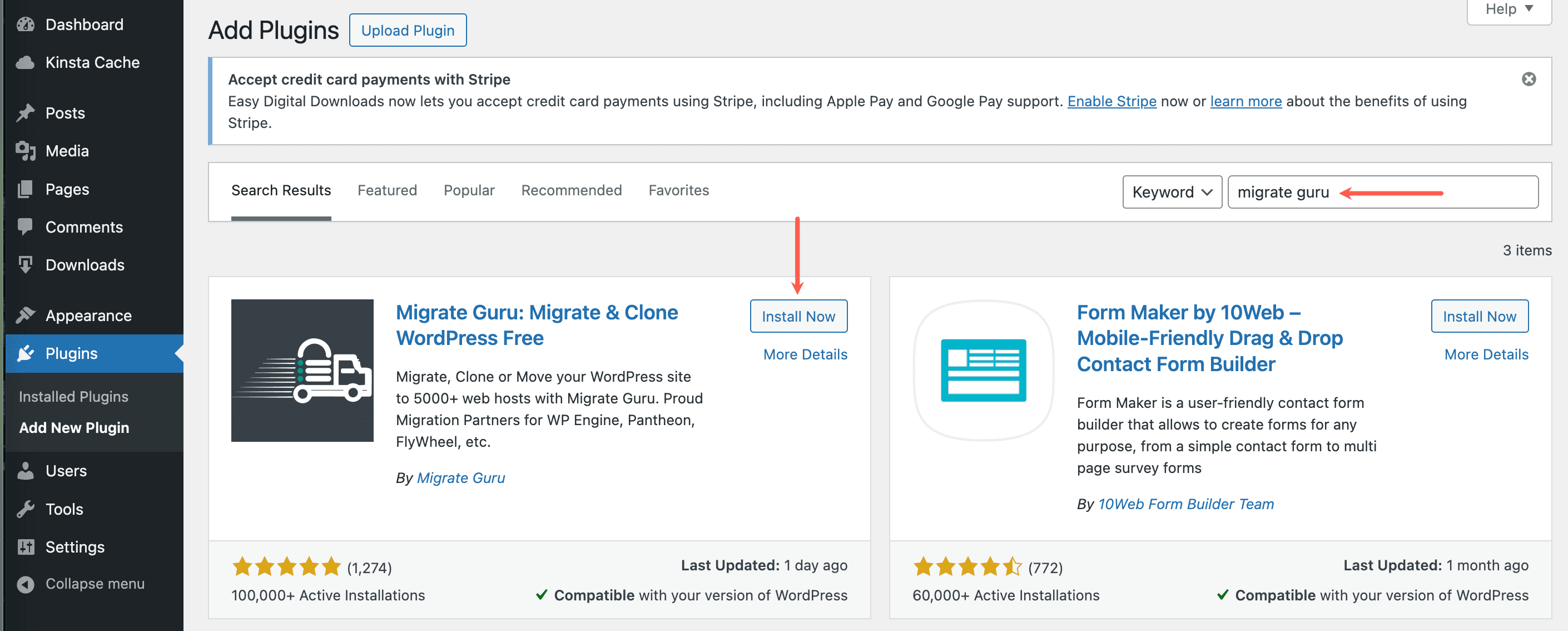 Installiere Migrate Guru aus dem WordPress-Repository.