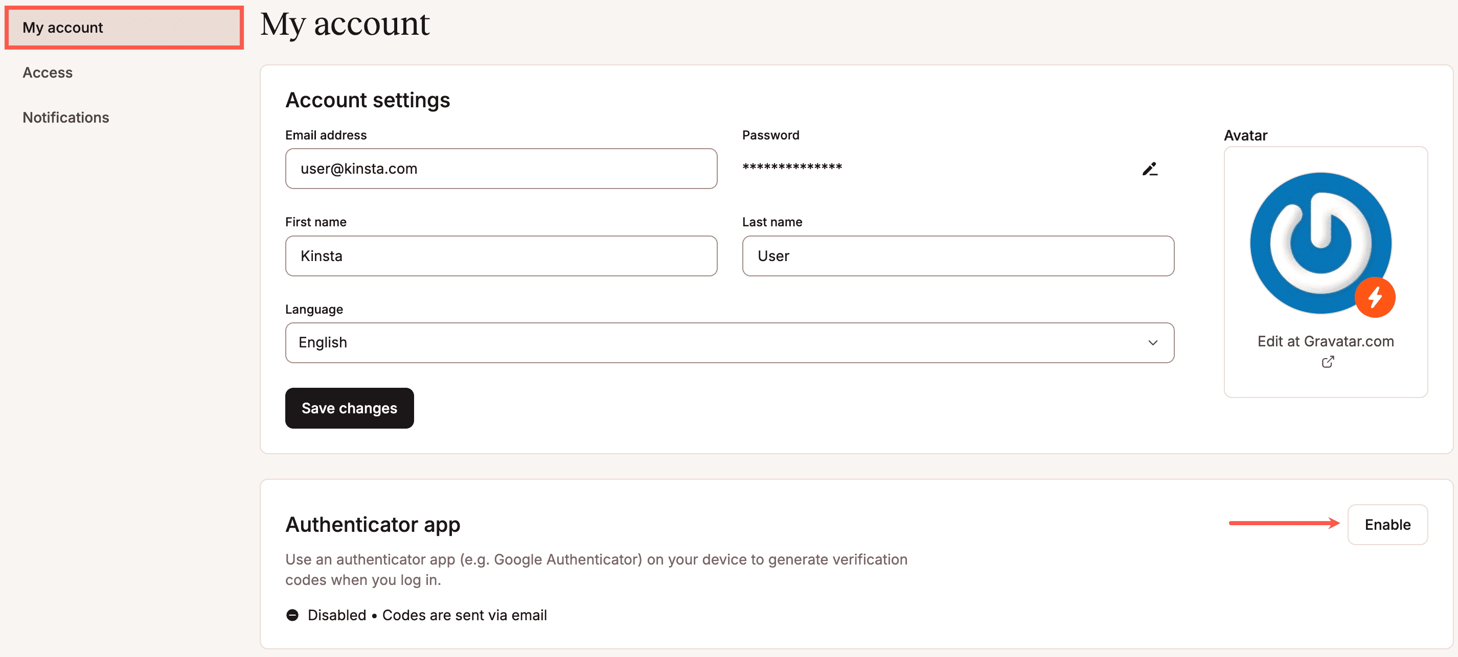 Abilitare un'app di autenticazione per la 2FA.