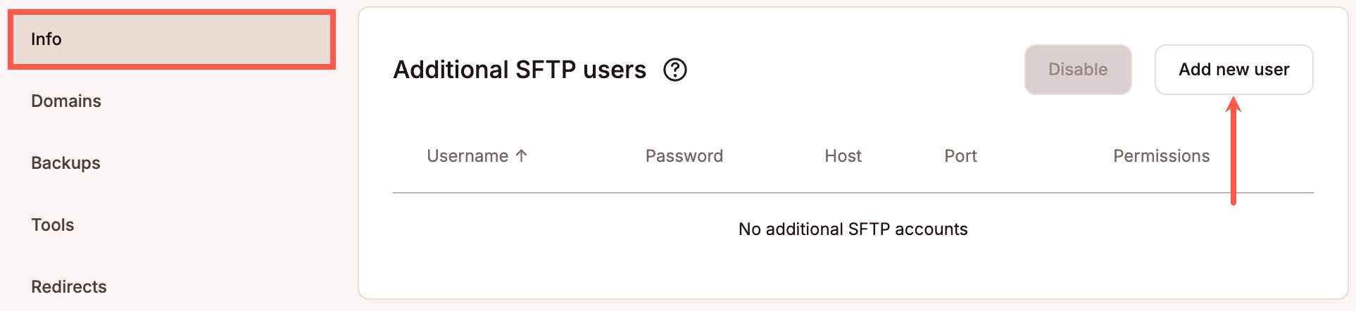 Aggiungere utenti SFTP.