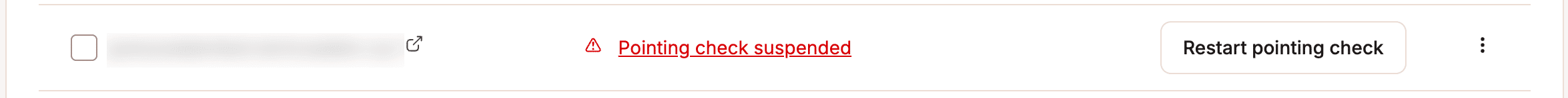 Verifica del puntamento sospesa sul dominio.