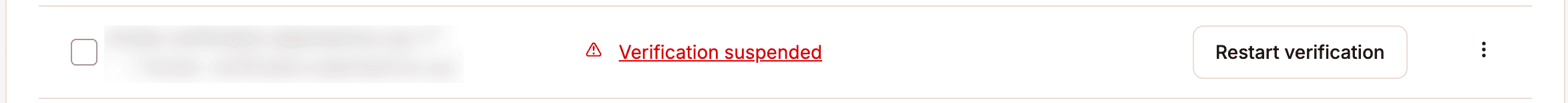 Verifica sospesa sul tuo dominio.