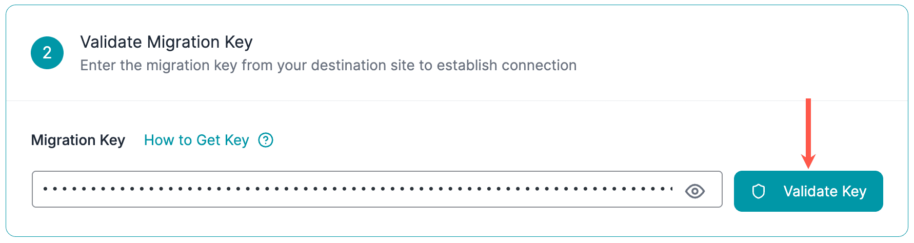 Step 2: validate your key in Migrate Guru.