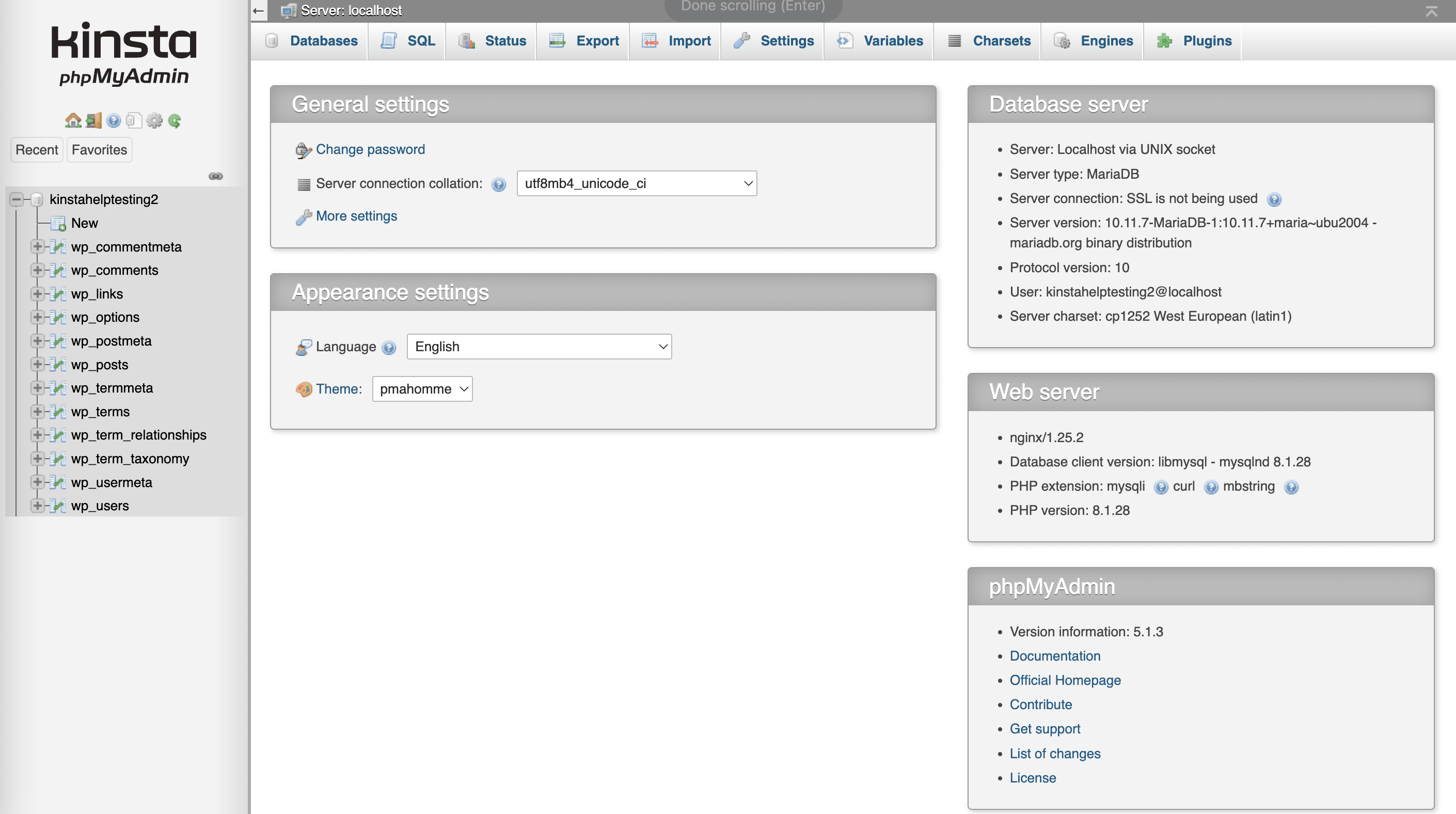 Einsicht in deine Datenbank in phpMyAdmin.