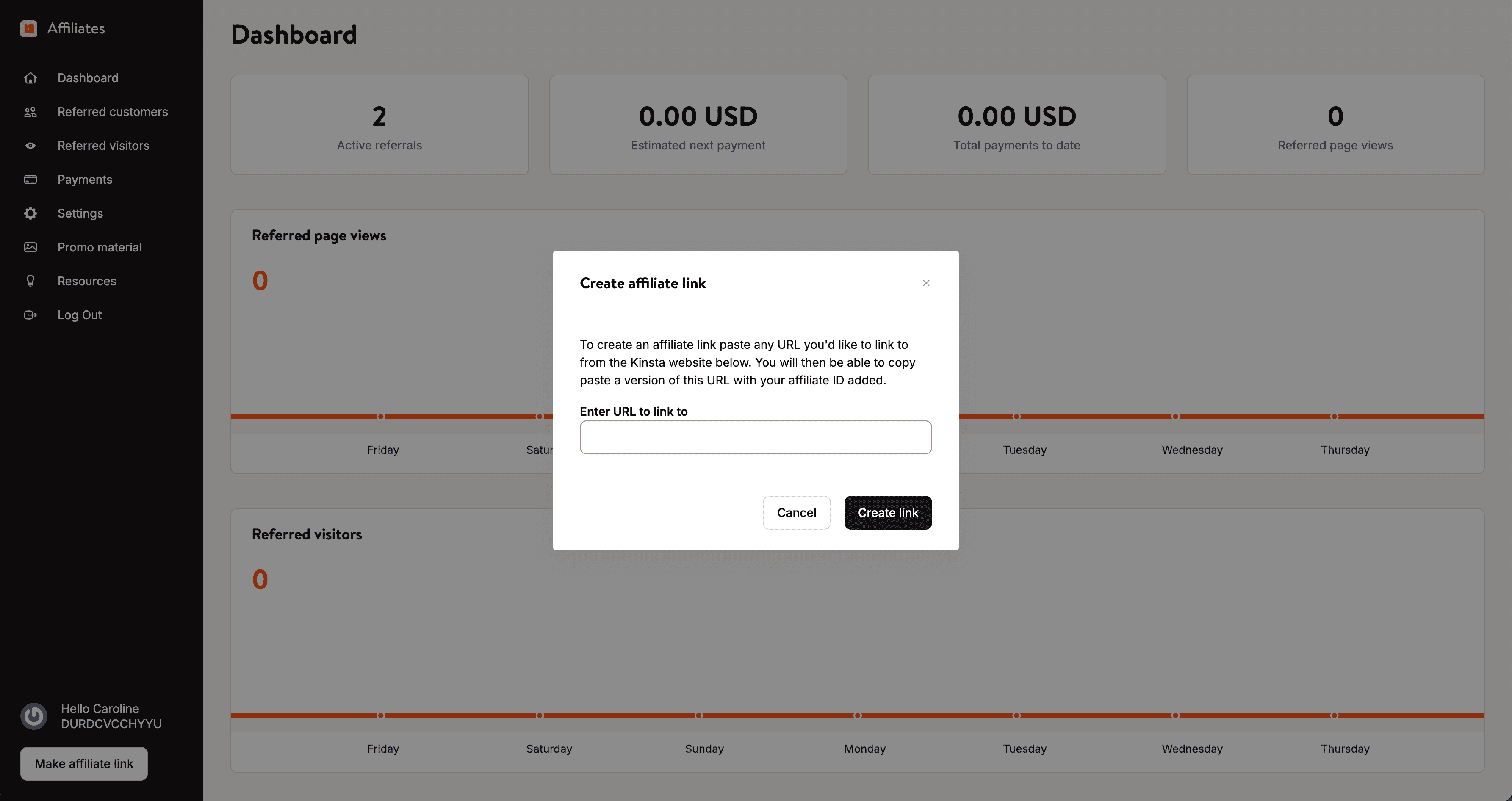 Creare un link di affiliazione