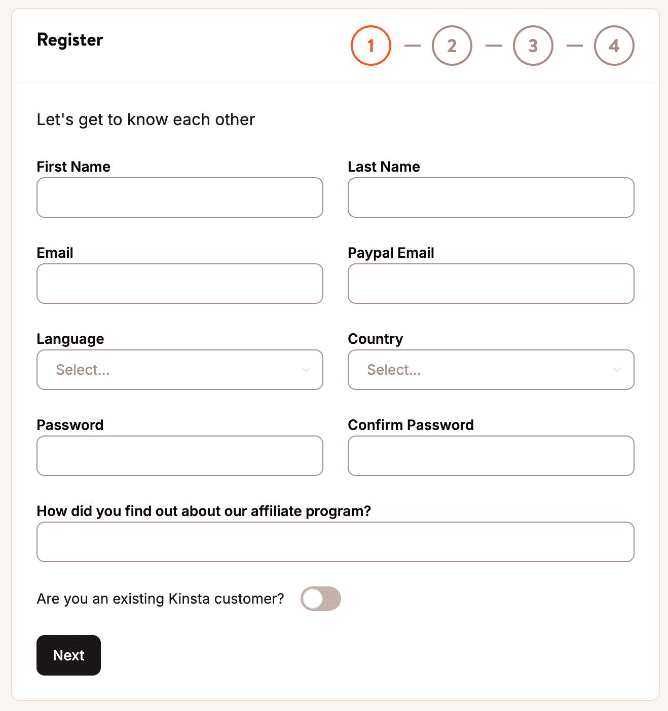 Registrarsi come affiliato Kinsta.