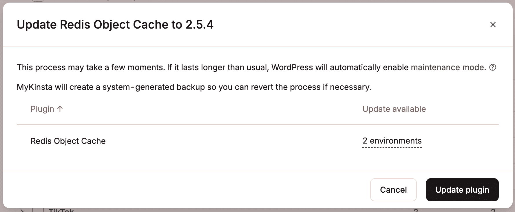 Conferma di voler aggiornare il plugin.