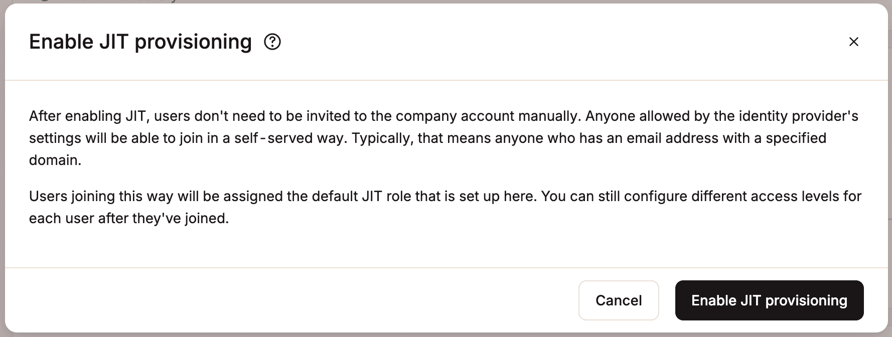 Enable JIT provisioning in MyKinsta.