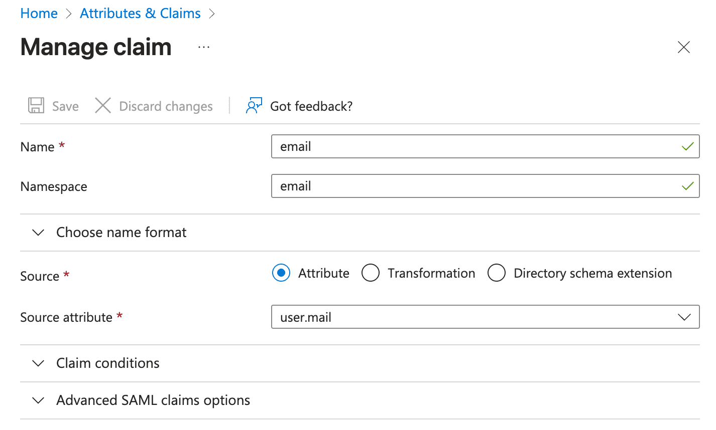 Aggiornare la richiesta di email in Microsoft Entra.