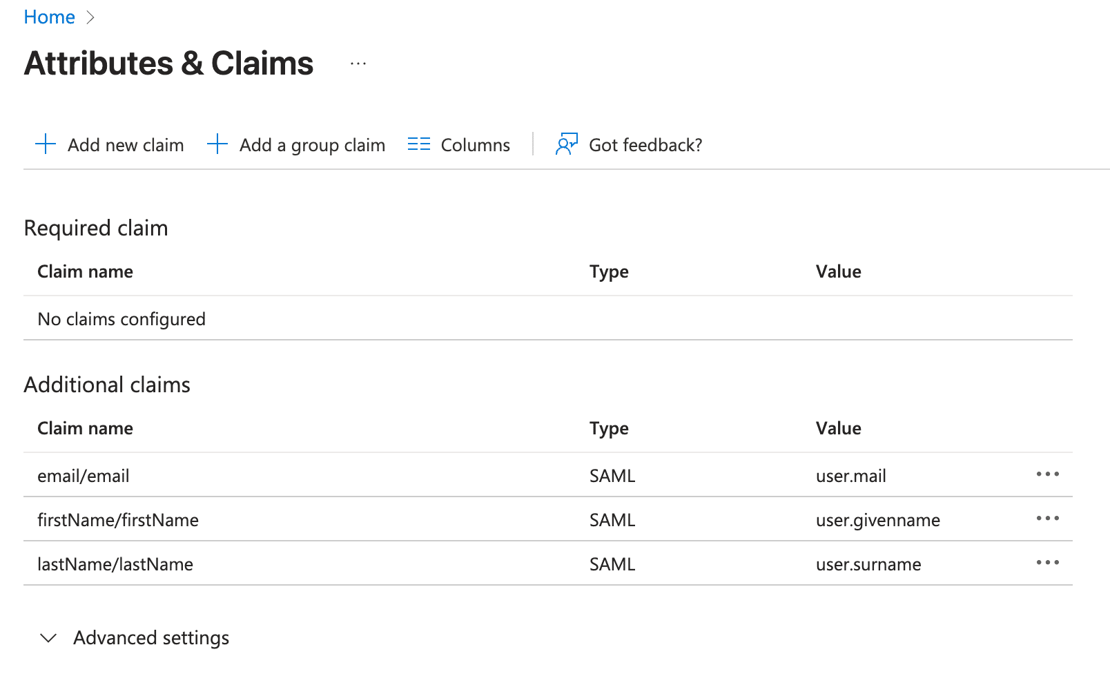 Attributes & Claims di Microsoft Entra.