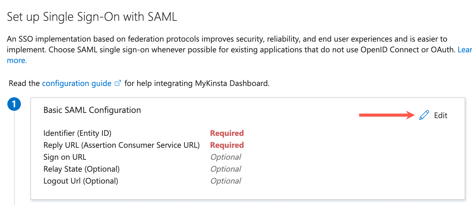 Edit the basic SAML configuration in your Microsoft Entra app.