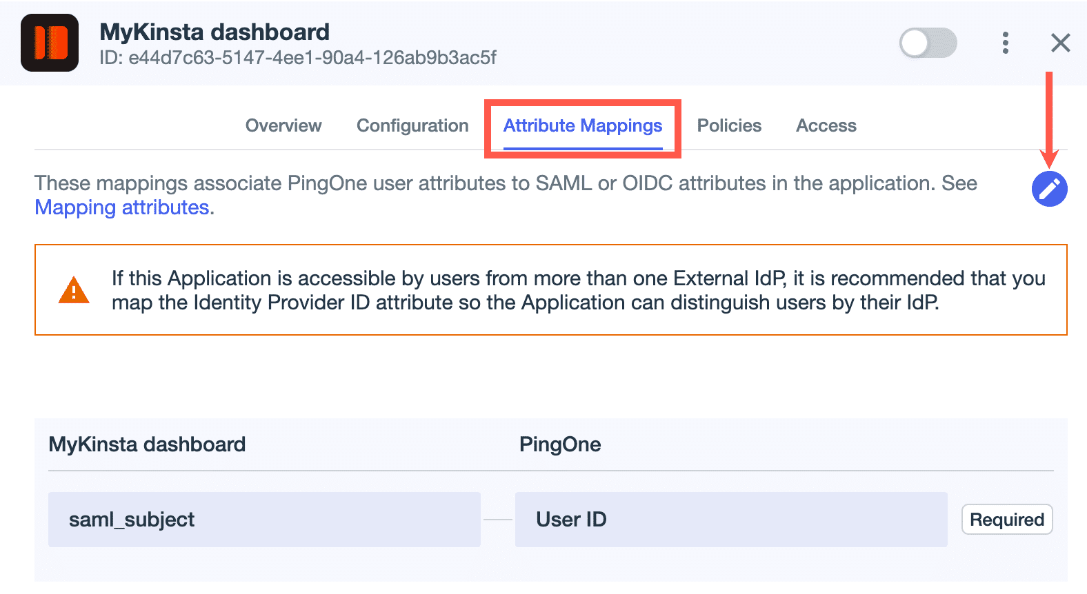 Ping Identityで属性マッピングを編集