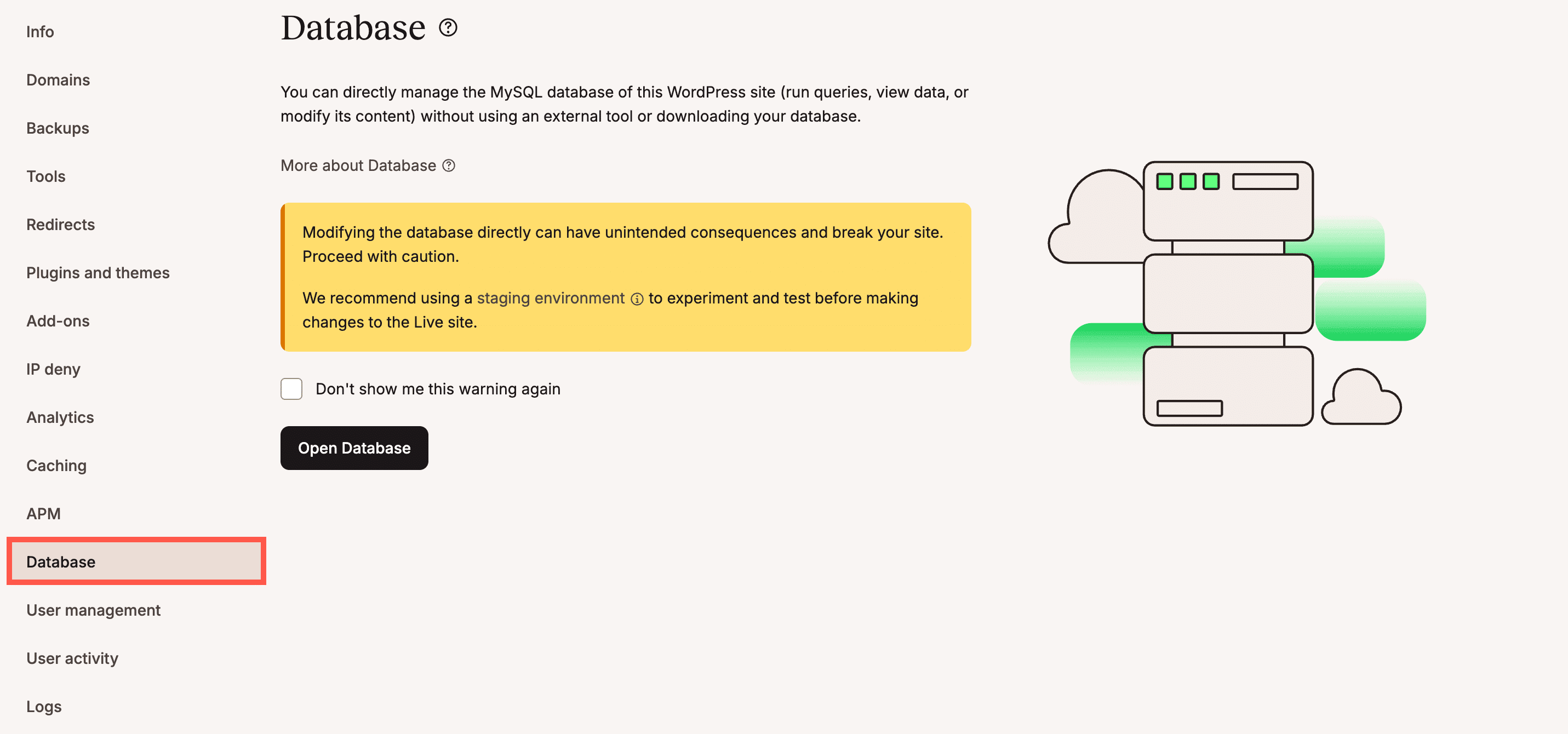Accesso alla gestione del Database.