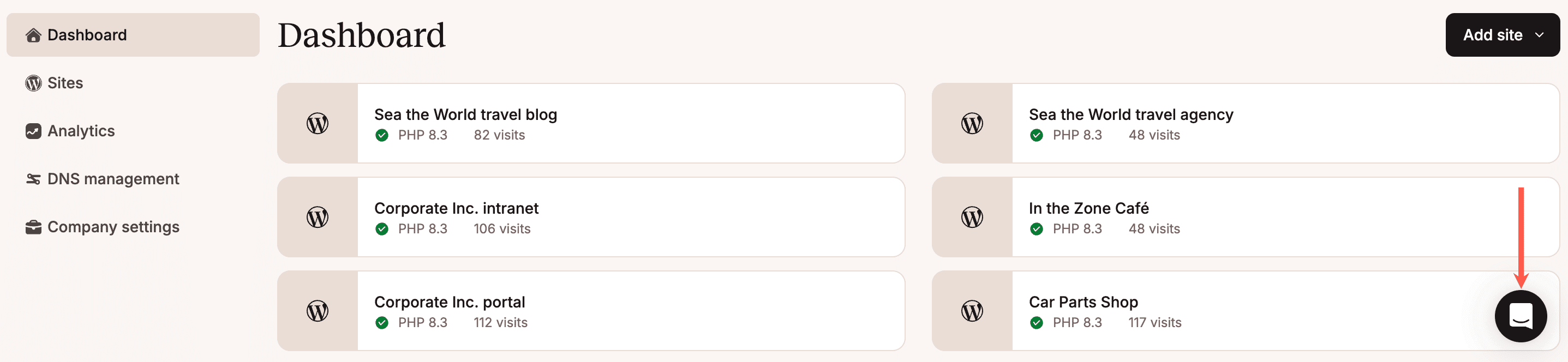 Contattare il supporto in MyKinsta.