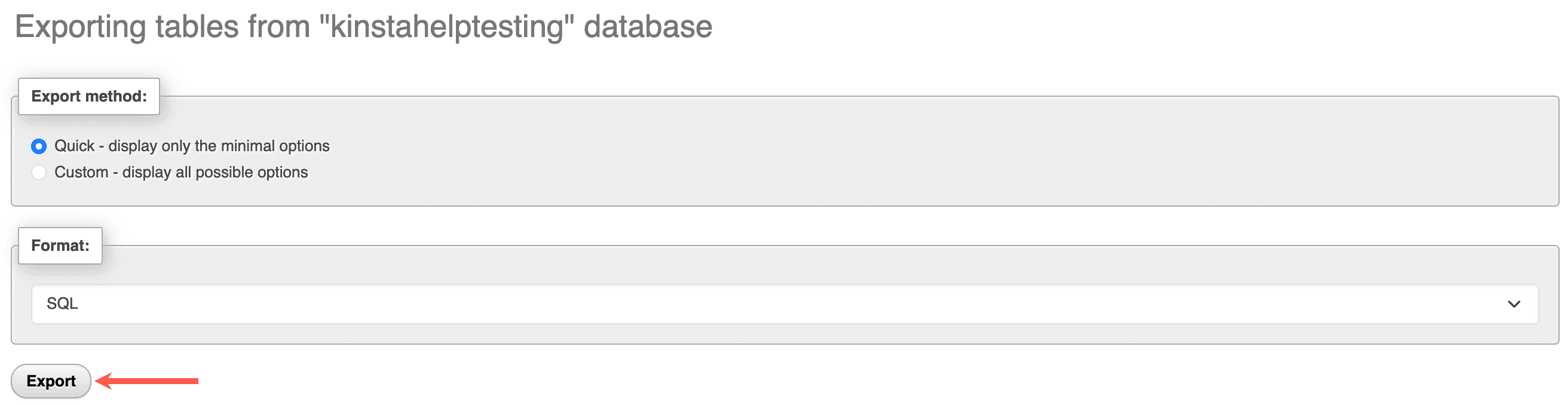 Export your files using phpMyAdmin. 