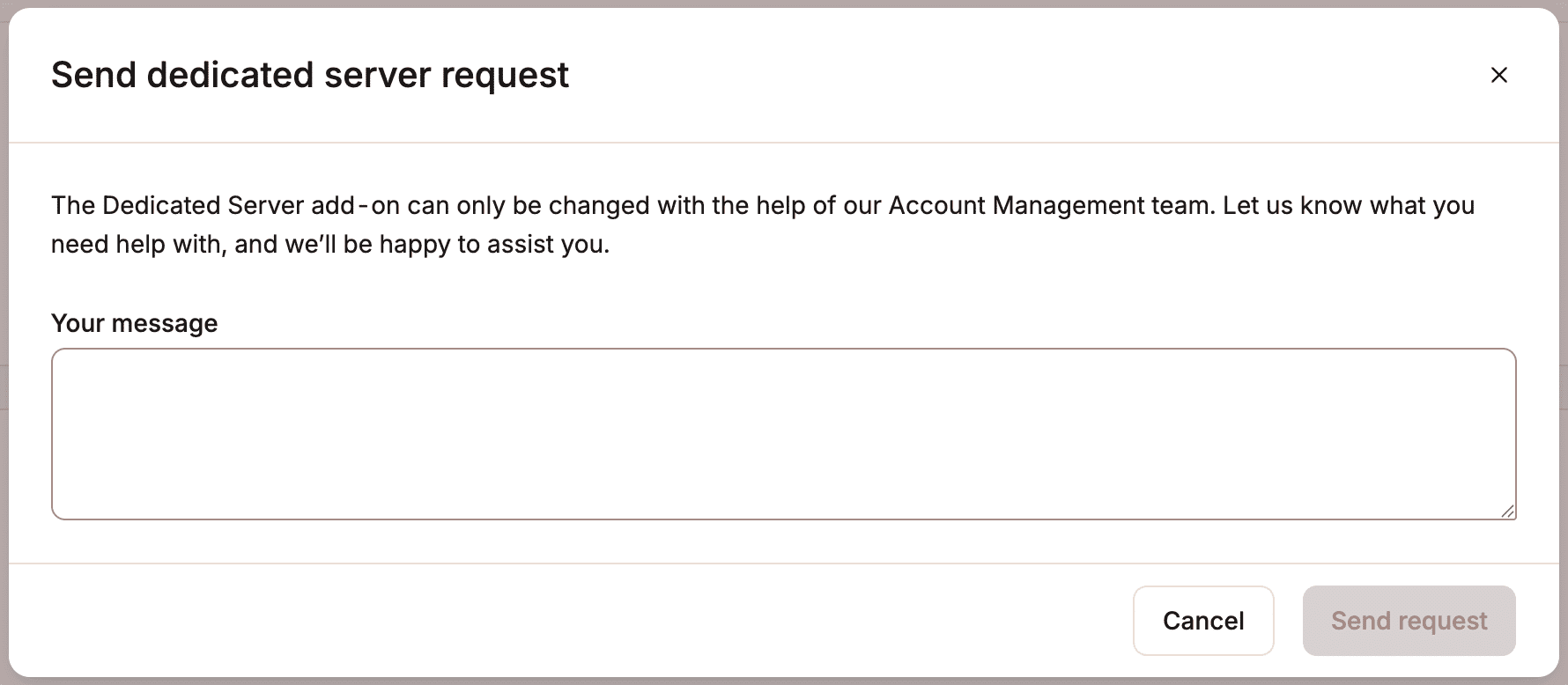 Inviaci i dettagli delle modifiche richieste per il tuo server dedicato.