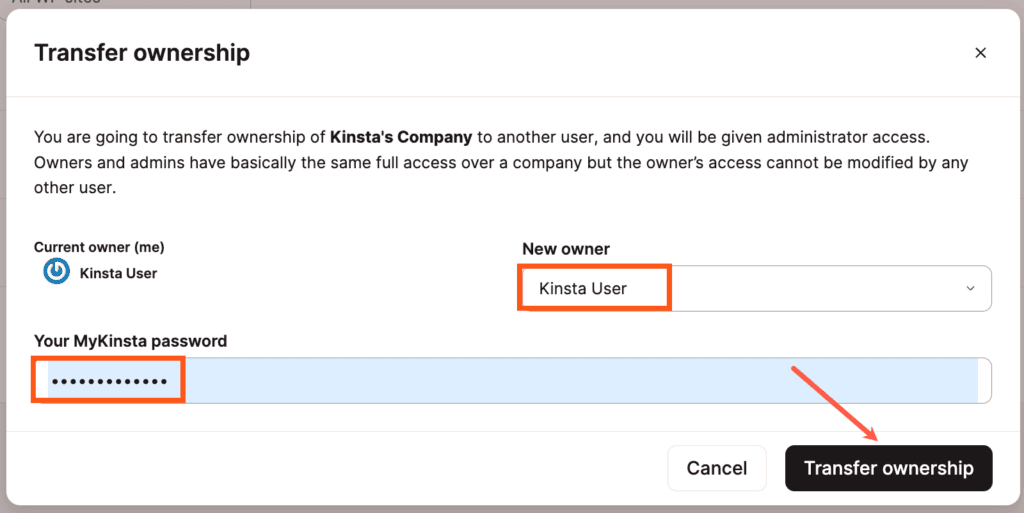 Transfer company ownership.