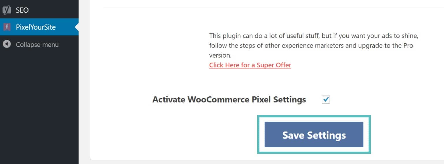 Activate WooCommerce pixel Aktivieren des WooCommerce Pixels