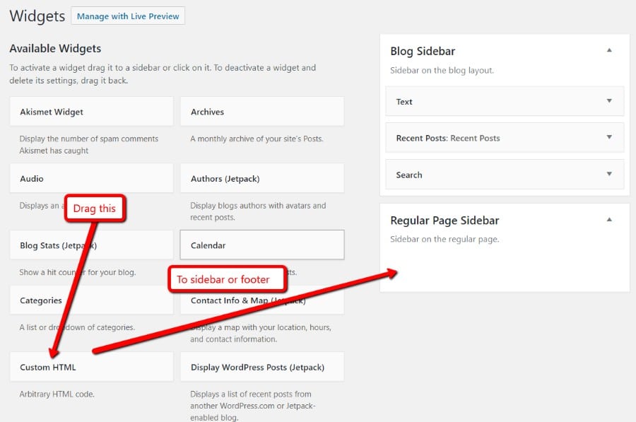 Custom HTML widget Benutzerdefiniertes HTML-Widget