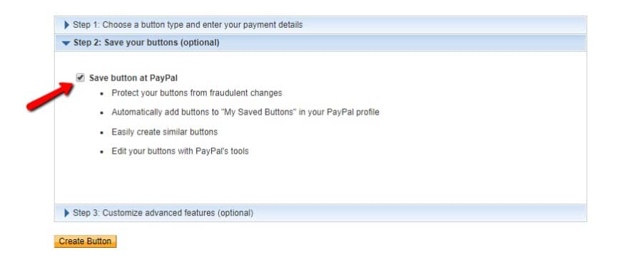 Save button at PayPal Schaltfläche zum Speichern bei PayPal