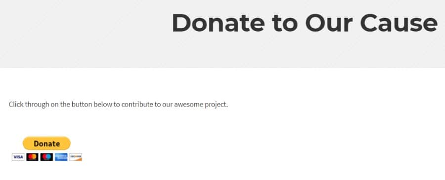 Preview PayPal donate button on WordPress site Vorschau der PayPal-Spenden-Schaltfläche auf der WordPress-Seite