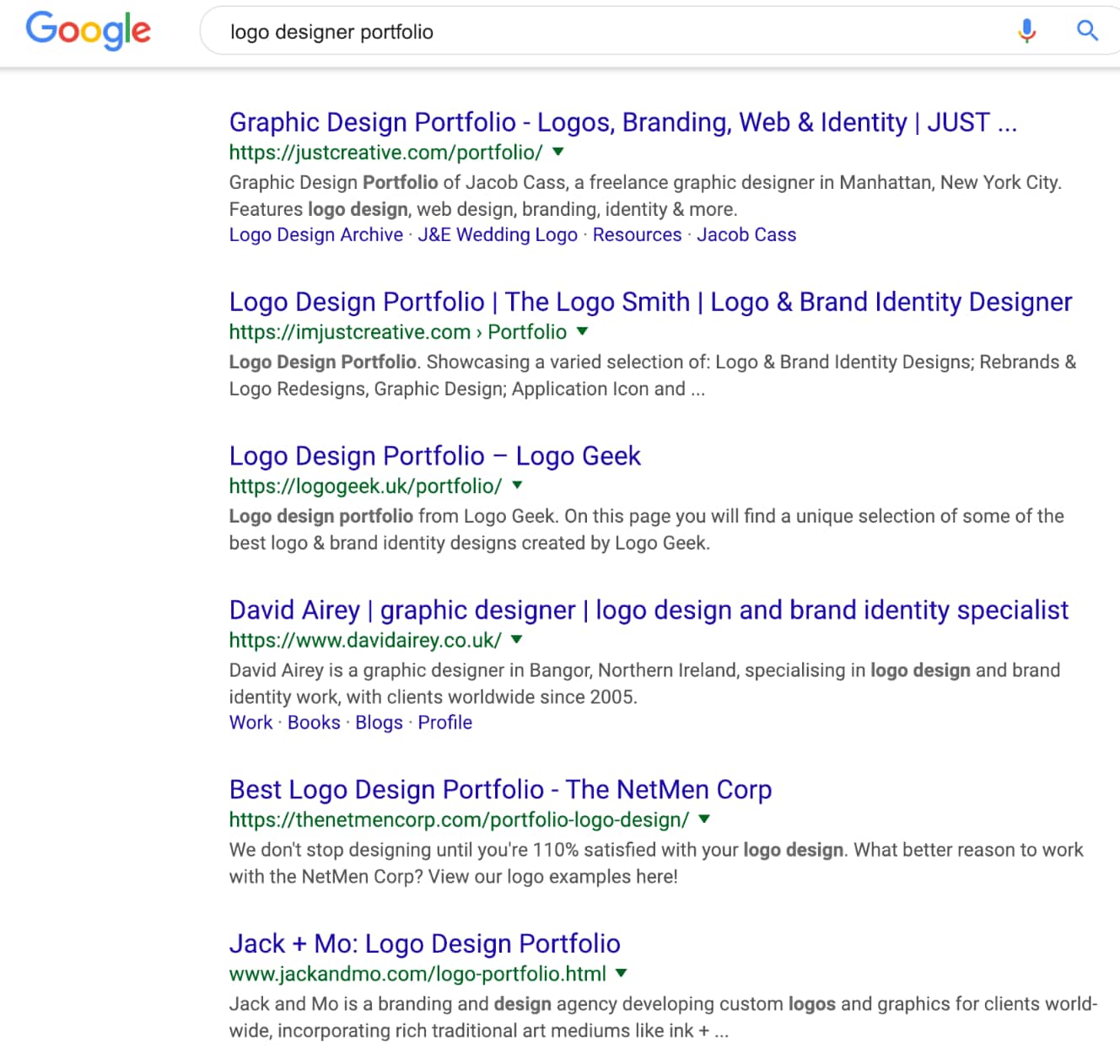 Google 1. Seite Suchergebnisse für