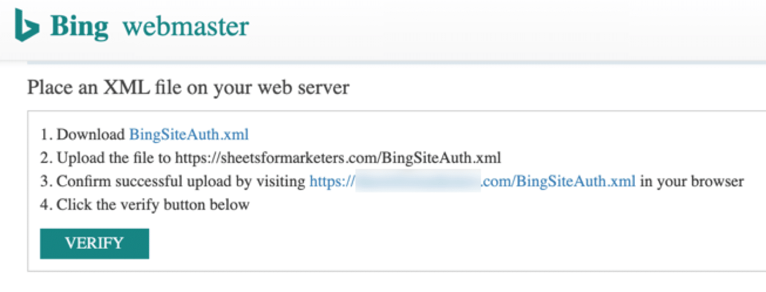 Bing XML Datei verification