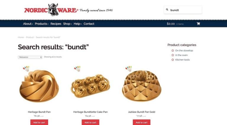 Nordic Ware: Suchergebnisseite