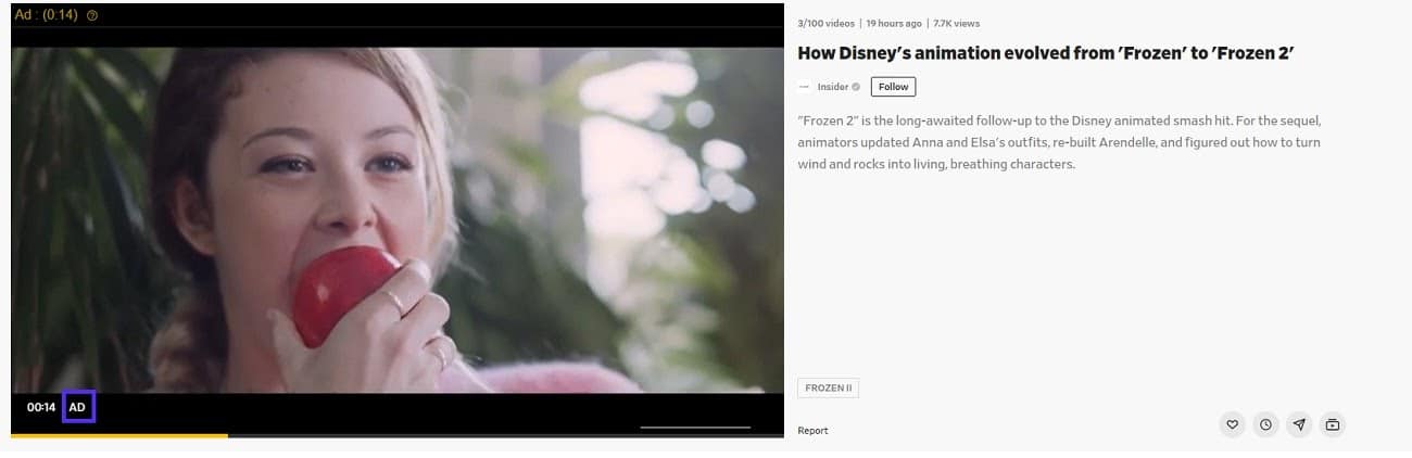 Beispiel für Dailymotion-Anzeigen