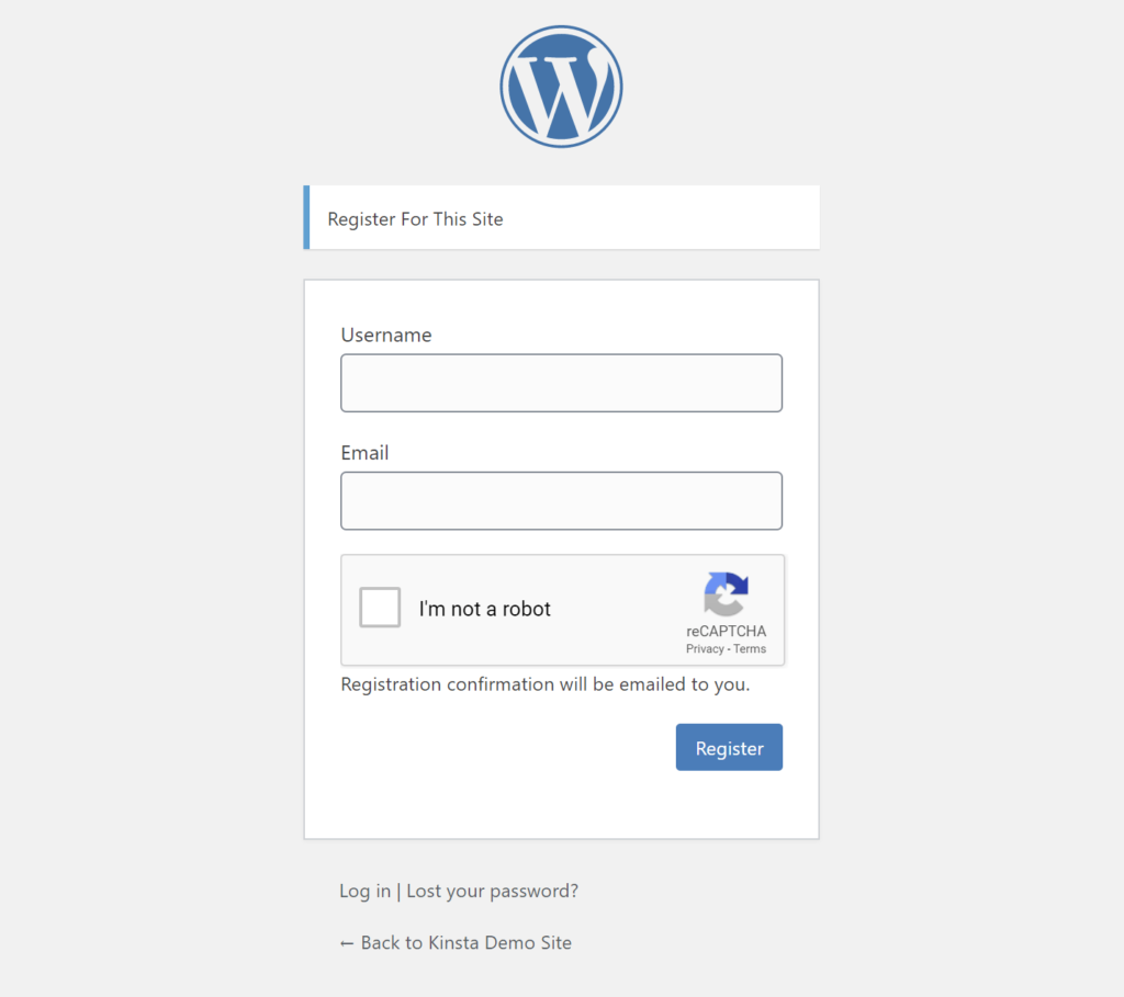 Ein Beispiel für reCAPTCHA auf dem Standard-Anmeldeformular