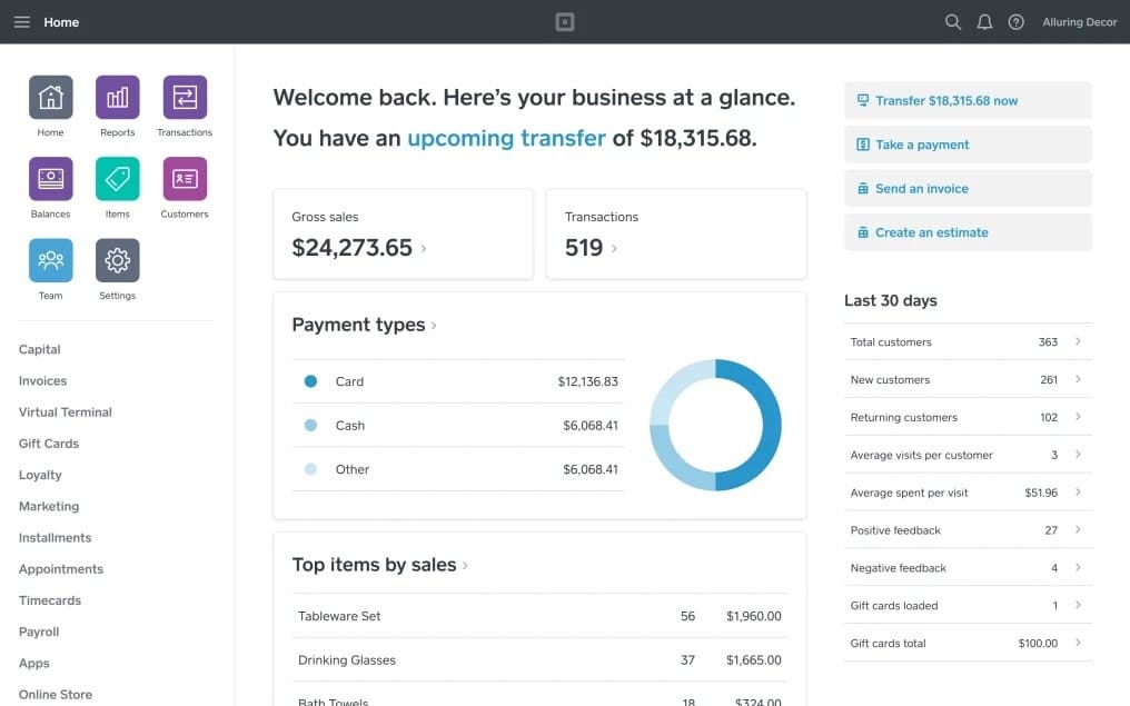Square Dashboard