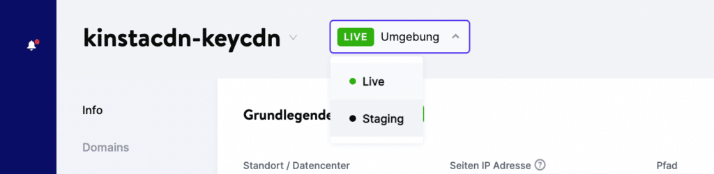 Das Aktionsmenü der Umgebung