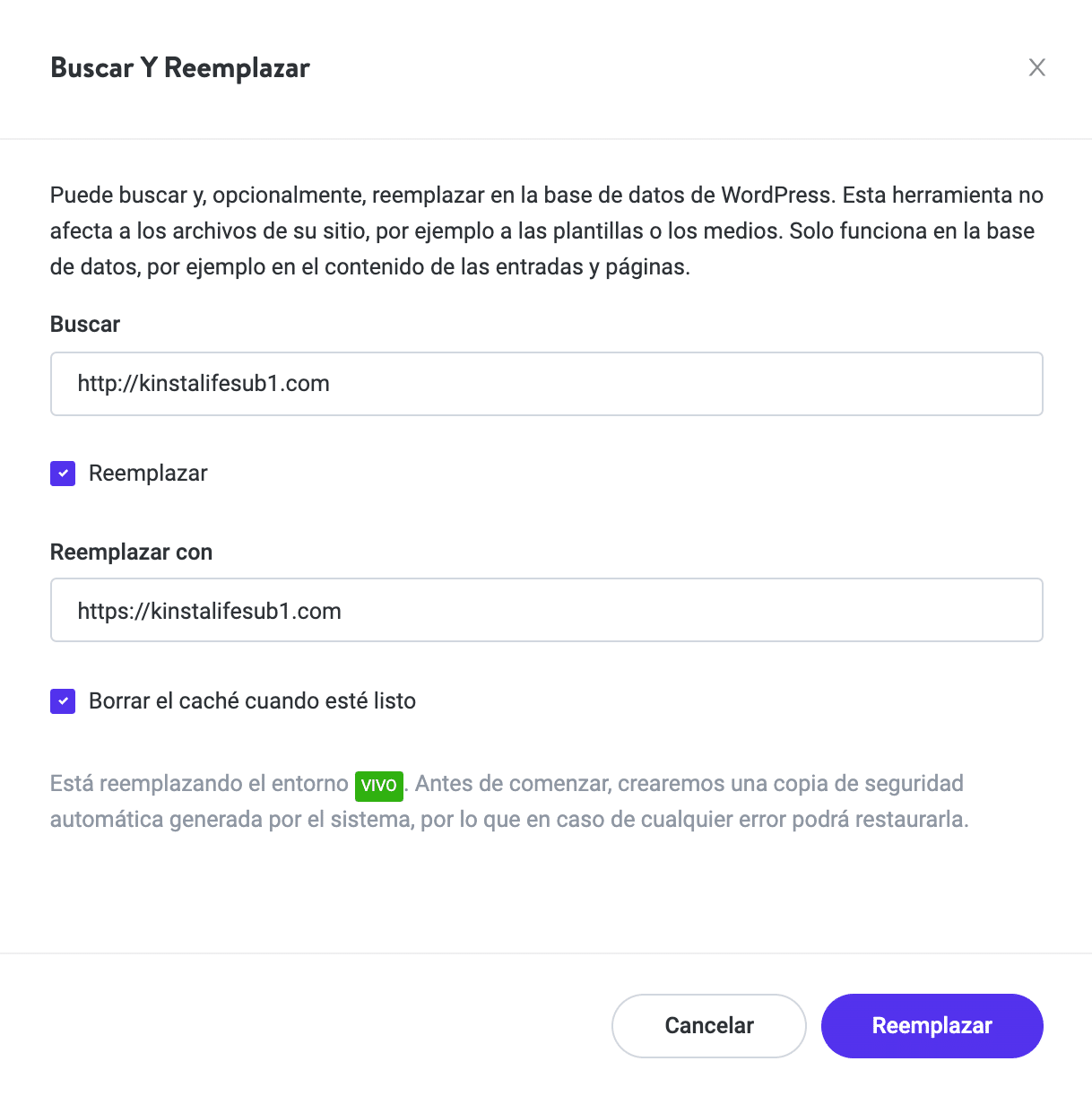 Ejecuta una búsqueda y reemplaza para cambiar las URL HTTP por los HTTPS.