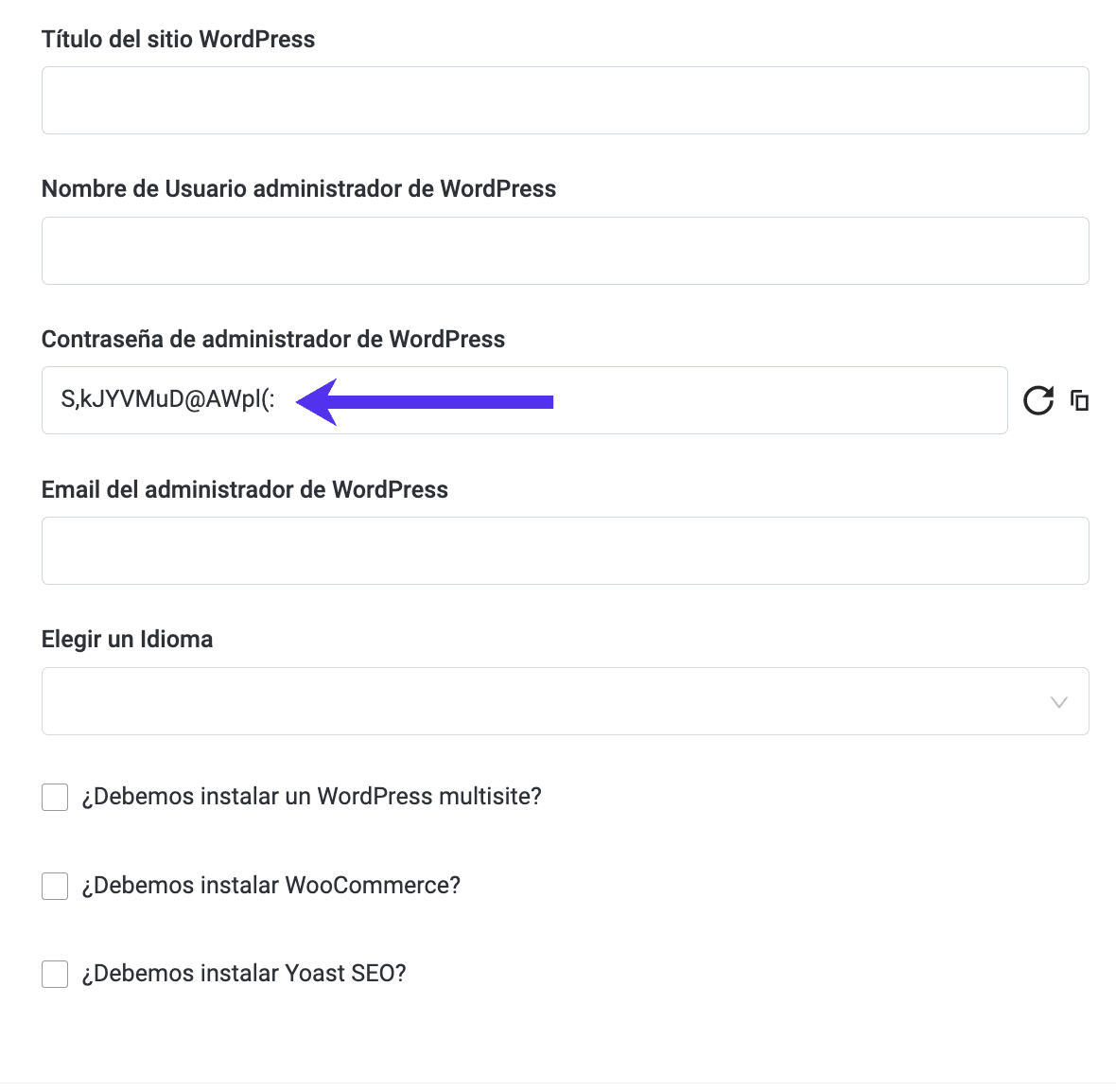 Forzar generación de contraseña segura