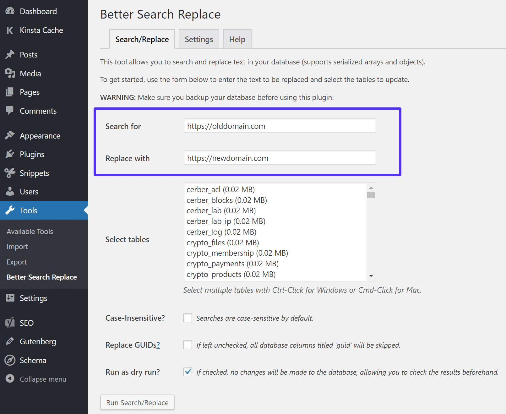 Actualizar dominio con Better Search Replace