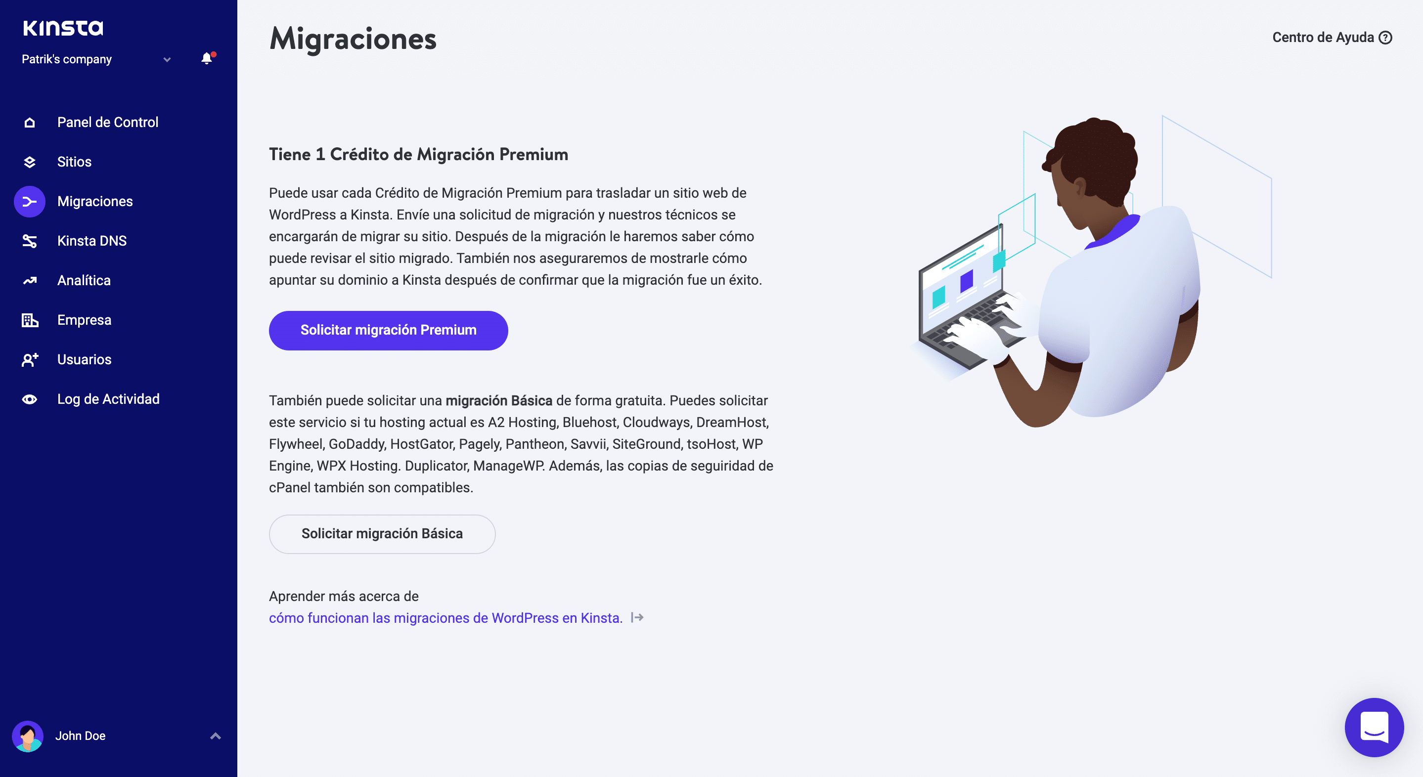 Migraciones gratuitas en MyKinsta