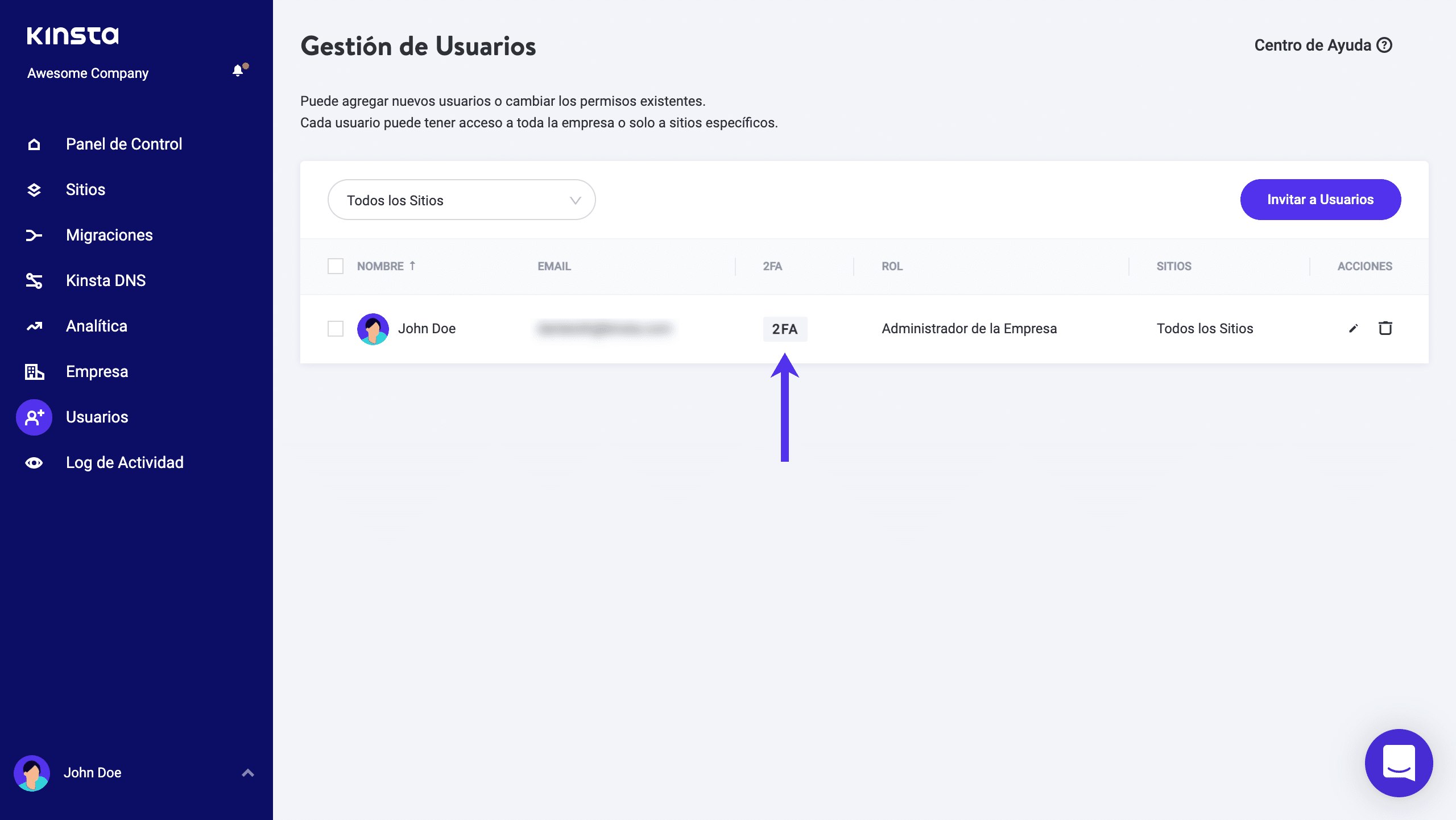 2FA en MyKinsta