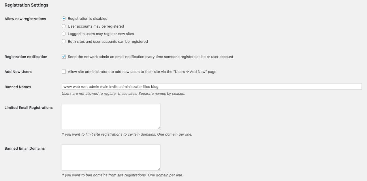 Configuración de registro