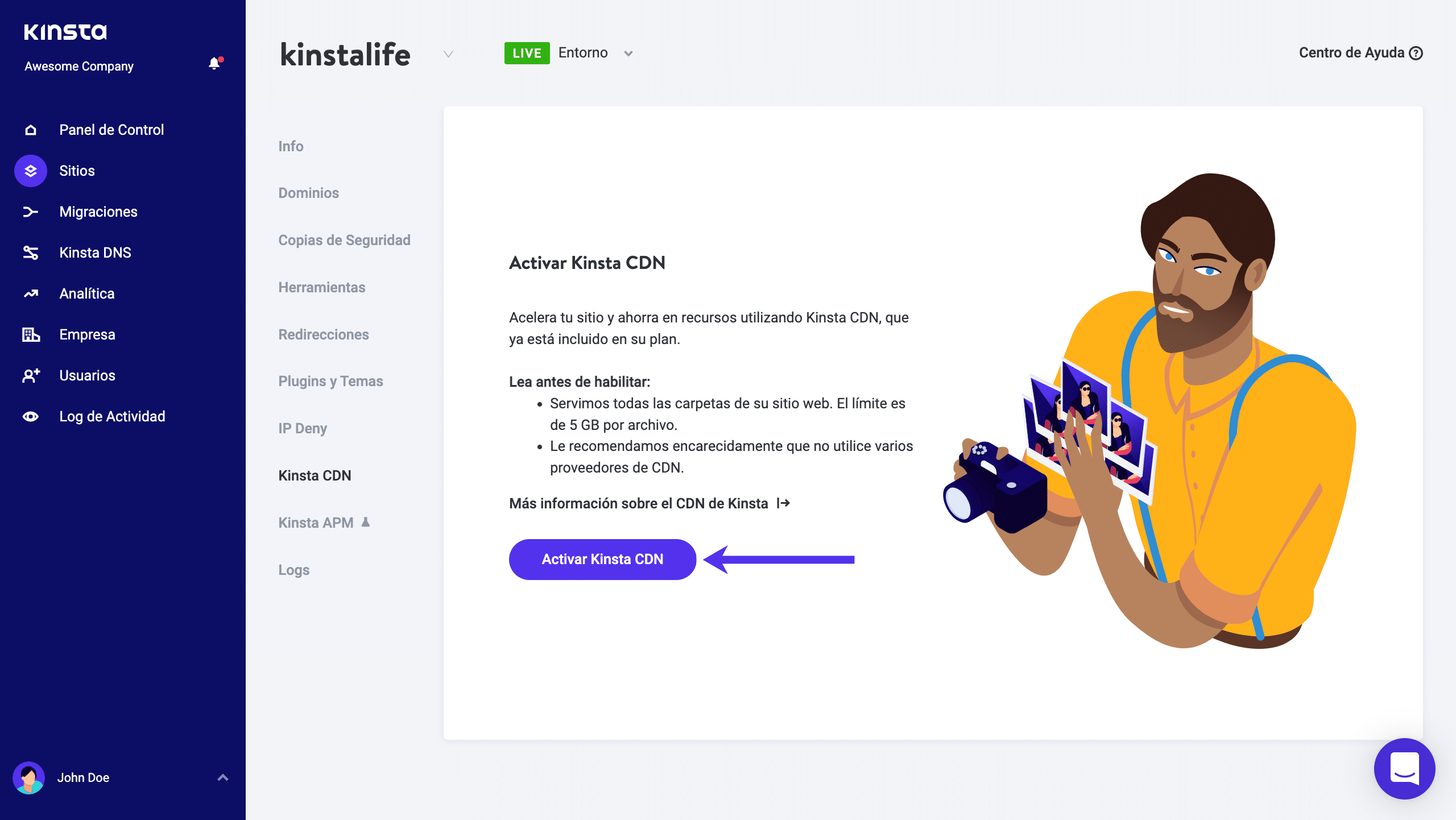 Habilitar Kinsta CDN