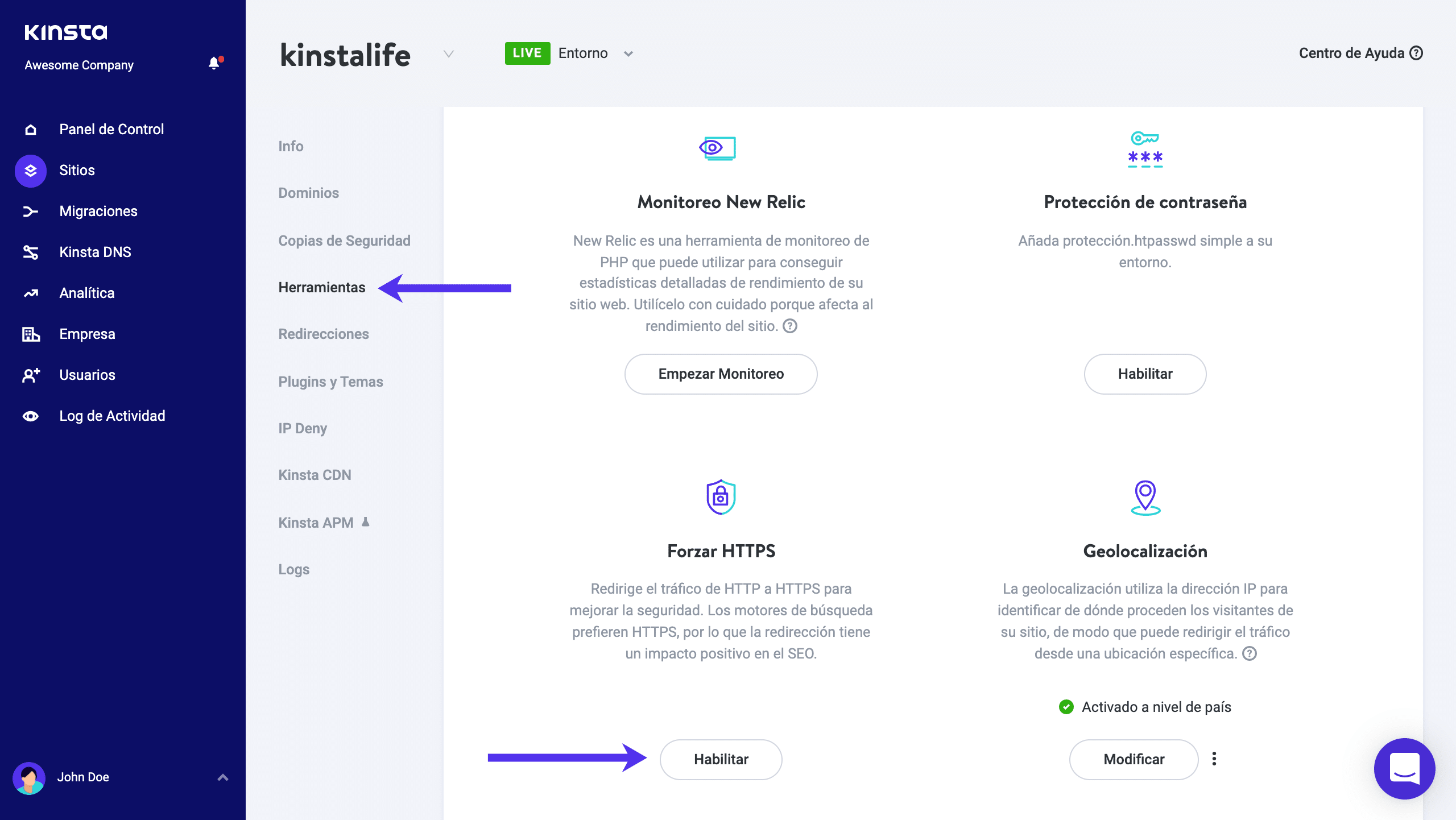 Forzar HTTPS en MyKinsta