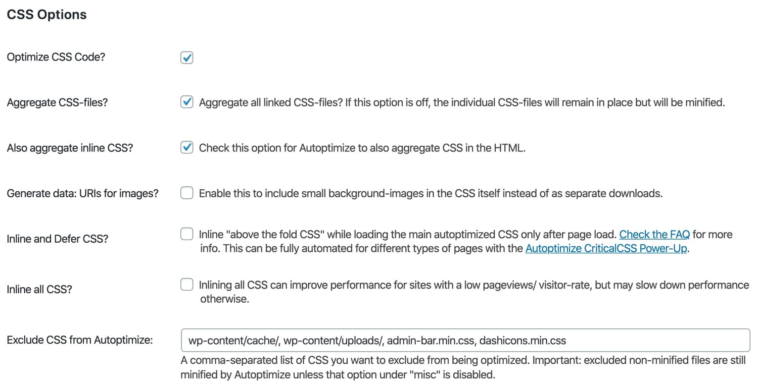 Optimizar automáticamente la optimización de CSS.