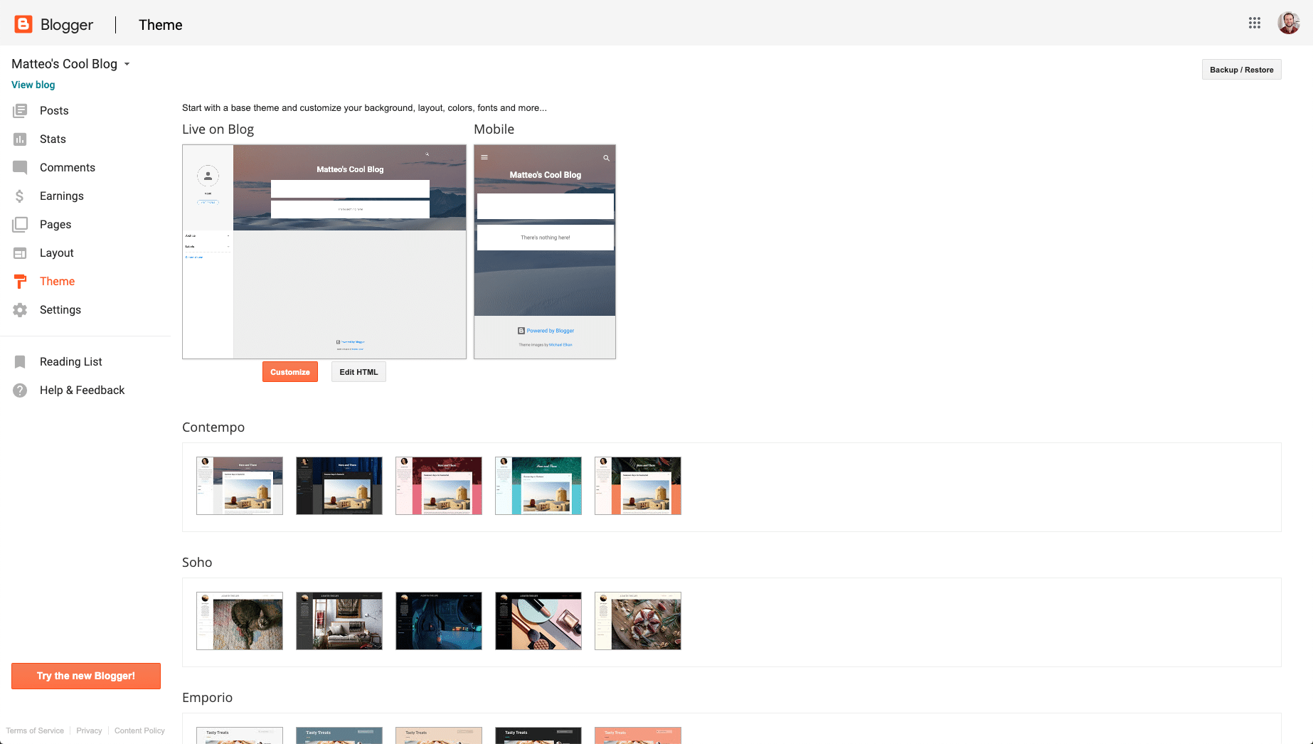 Temas en Blogger