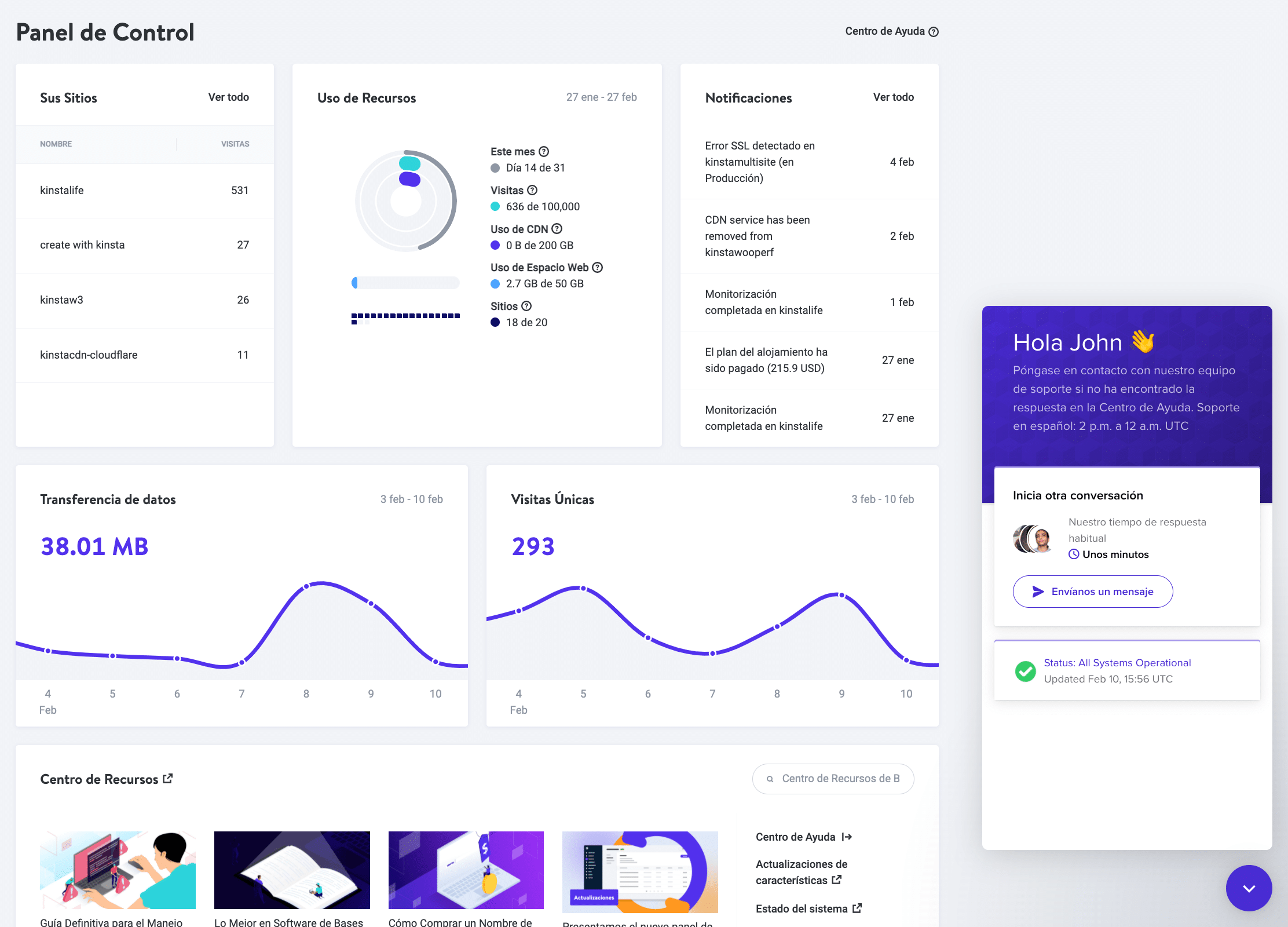 Abriendo un ticket de soporte a través de MyKinsta
