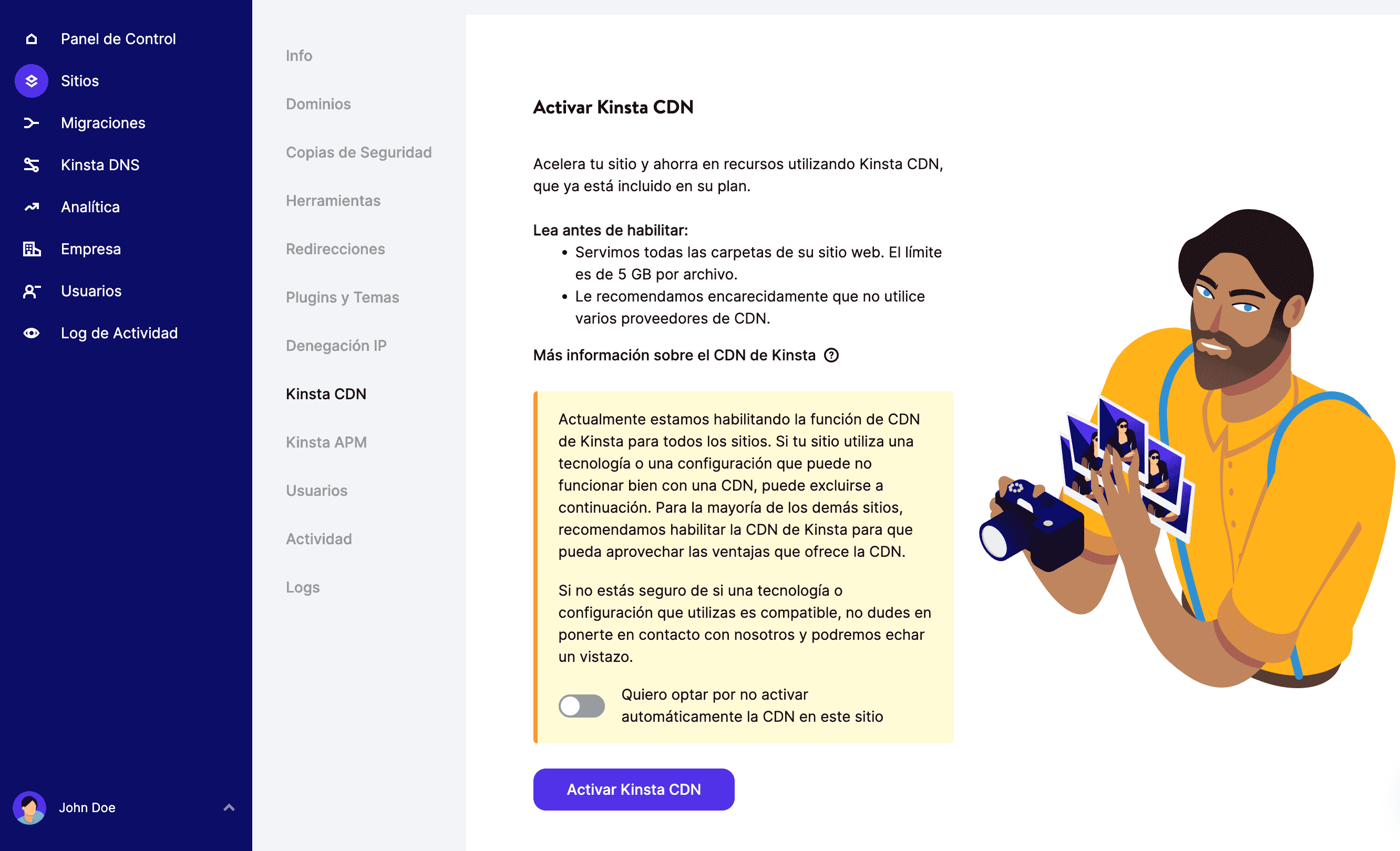 Activar Kinsta CDN