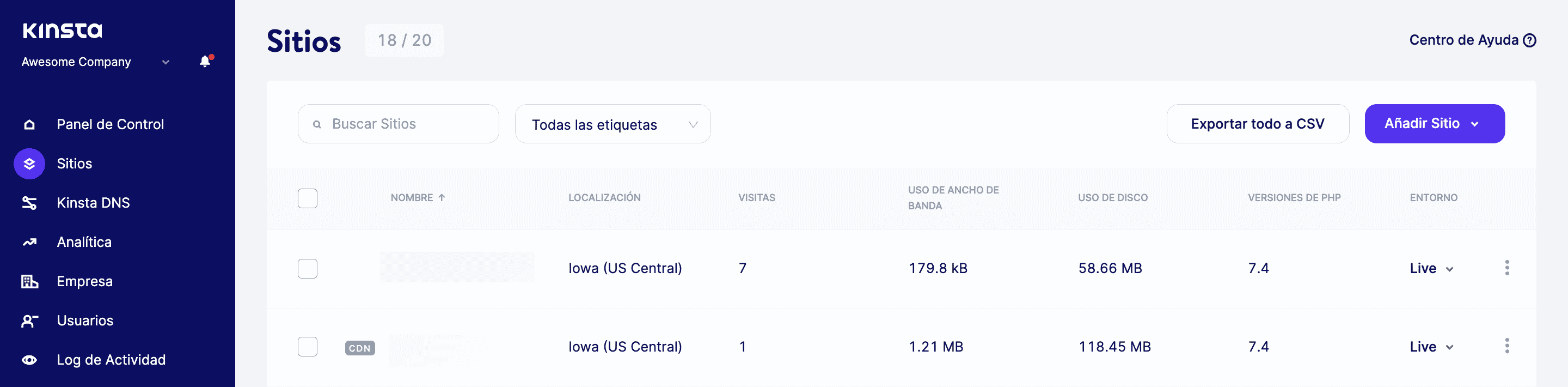 Escritorio de MyKinsta