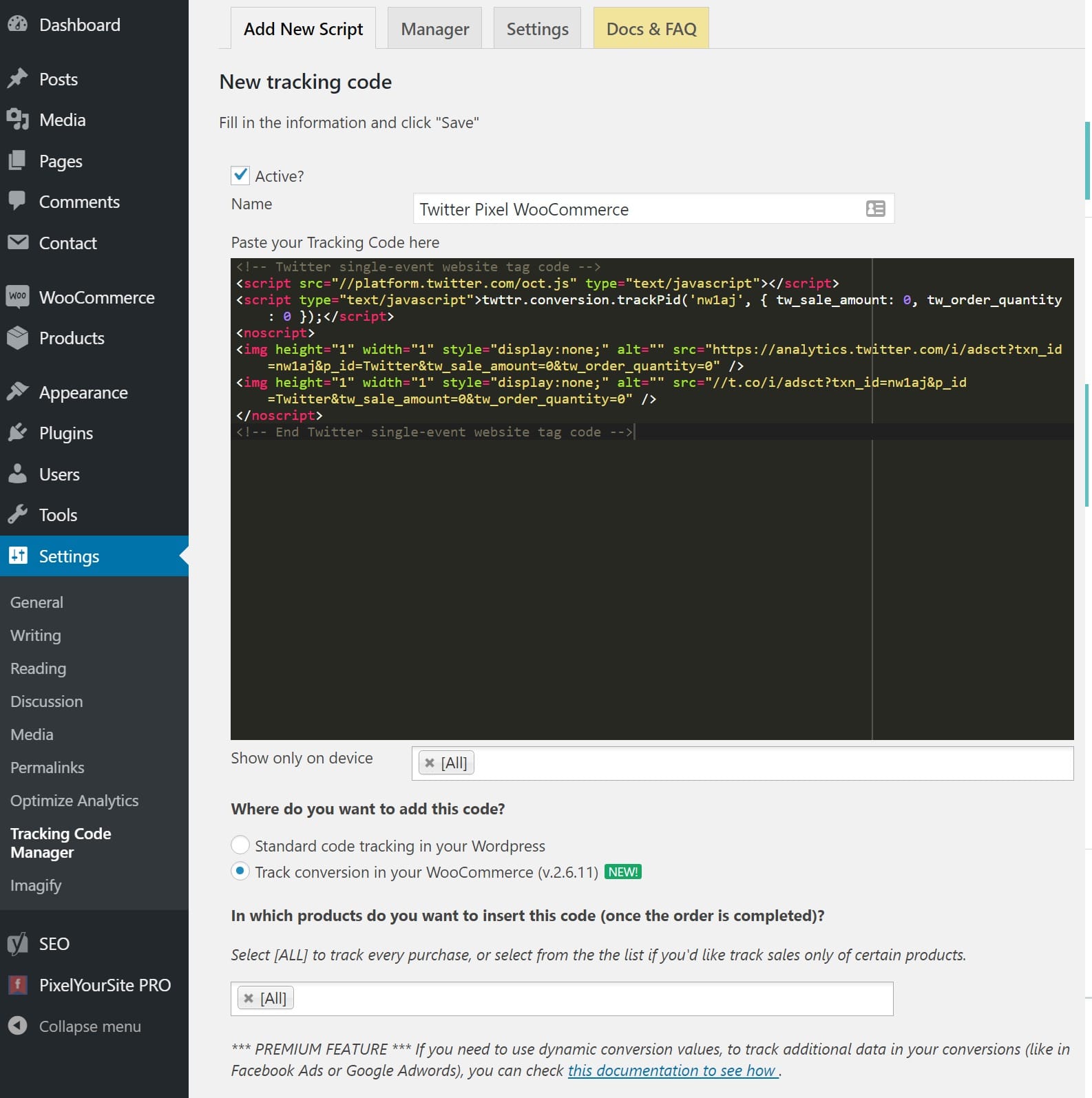 Add Twitter pixel in WooCommerce Ajouter un pixel Twitter dans WooCommerce