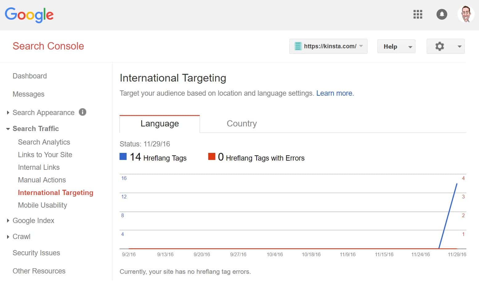 Google Search Console international targeting Ciblage international dans Google Search Console