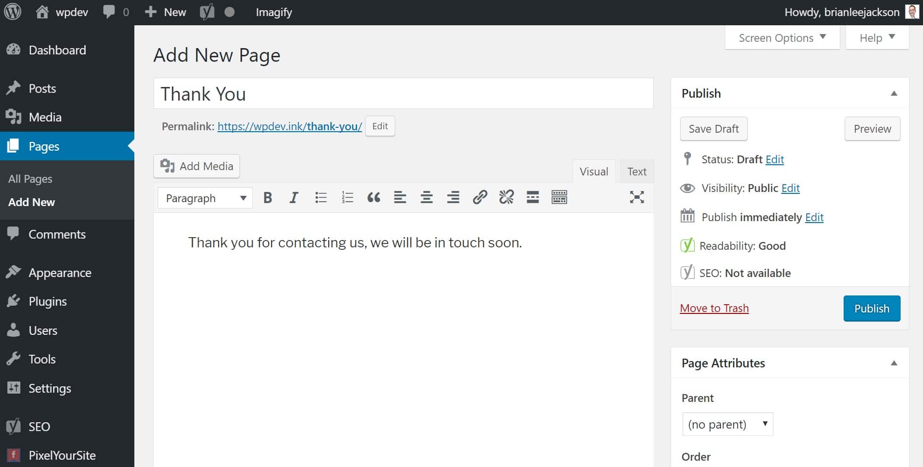 Create thank you conversion page Créer une page de remerciements de conversion