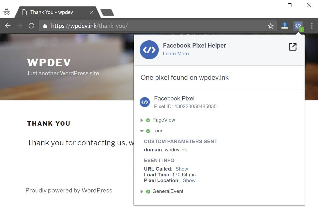Verify Facebook lead event Vérifier l'événement Facebook principal